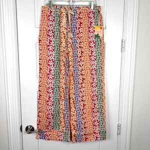 BANDO Floral Print Leisure Pajama Lounge Pants NEW Size XL Daisies Rainbow